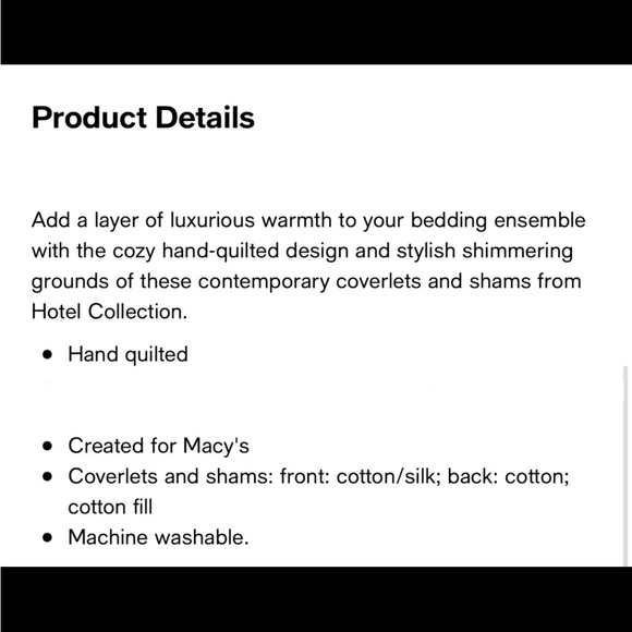 Hotel Collection Cotton/Silk Standard Pillowsham Quilted - Picture 8 of 8